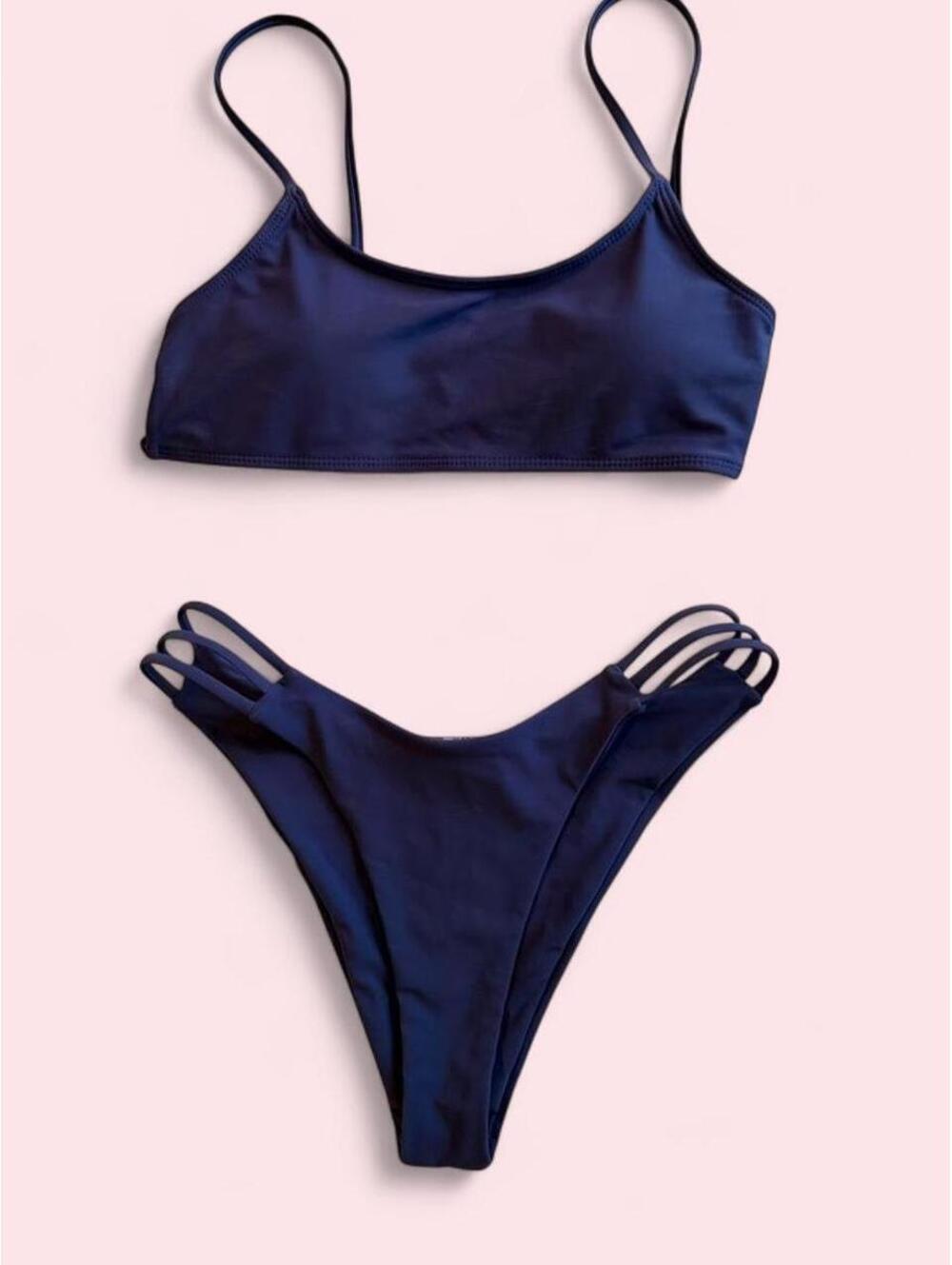 💙 Dark Periwinkle / Blue-Purple Strappy Bikini Set — Size M